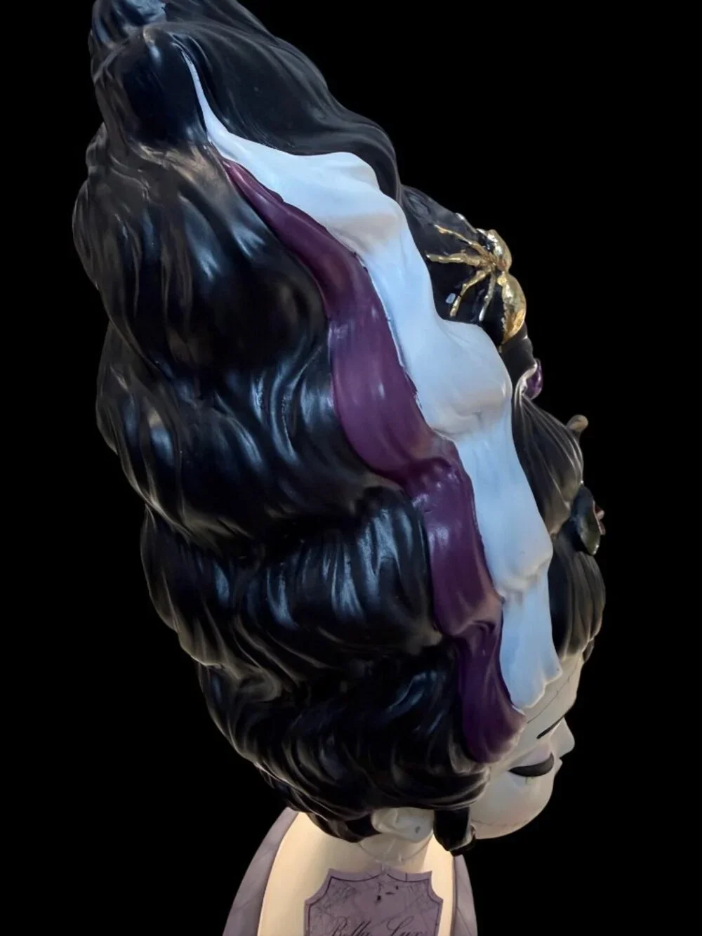 Viral Halloween Bella Lux Bride of Frankenstein Bust Spider Purple Flowers Retro